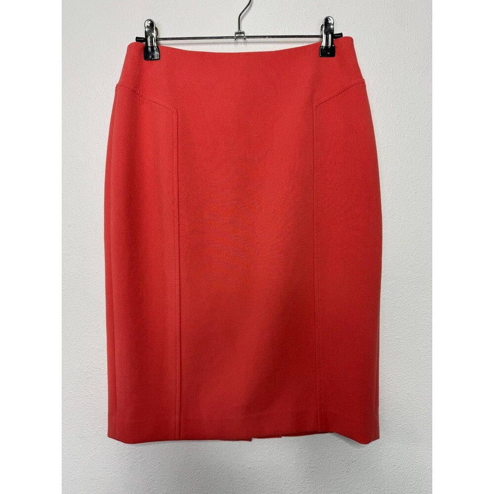Halogen Size 0 Ponte Knit Seamed Pencil Skirt Red Back Zip Lined Stretch Office